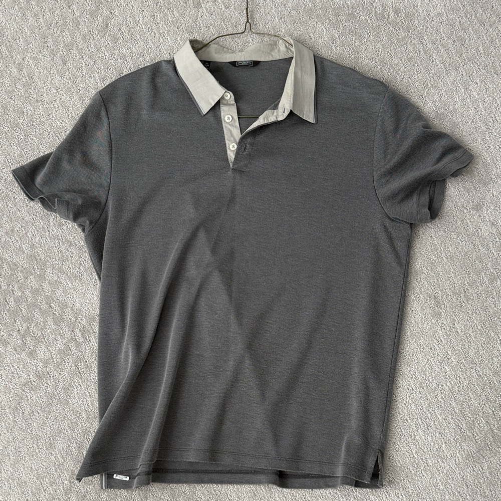 Saks Fifth Avenue Charcoal and Cream Polo Shirt
